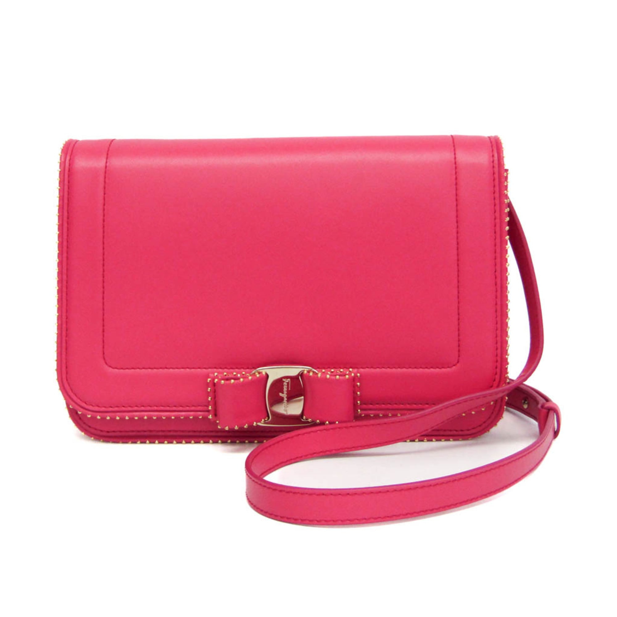 サルヴァトーレ・フェラガモ(Salvatore Ferragamo) ヴァラ FZ-21 O001 レディース レザー ショルダーバッグ ピンク【中古】|eLady