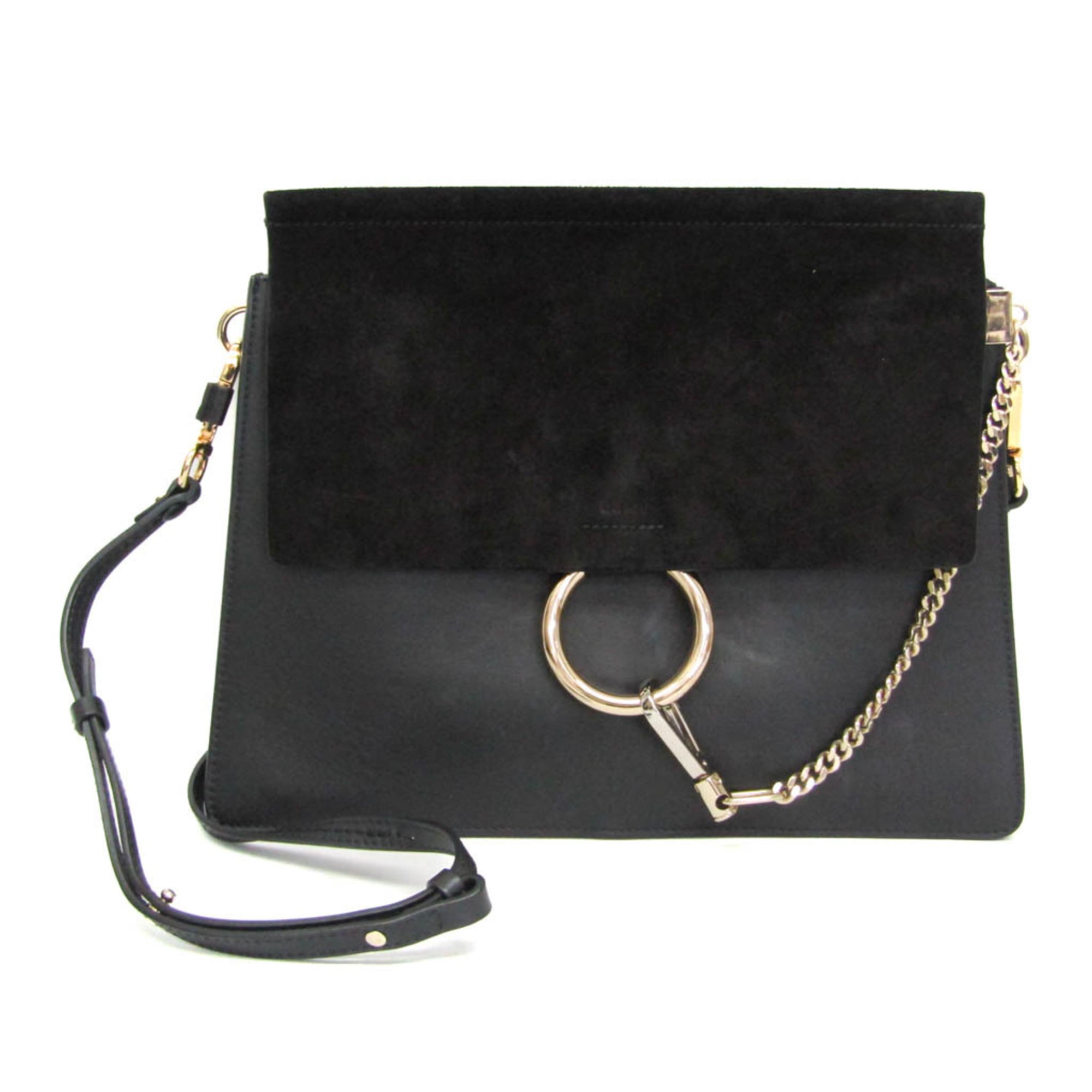 クロエ(Chlo&eacute;) フェイ ミディアム レディース レザー,スエード ショルダーバッグ ブラック【中古】｜eLady