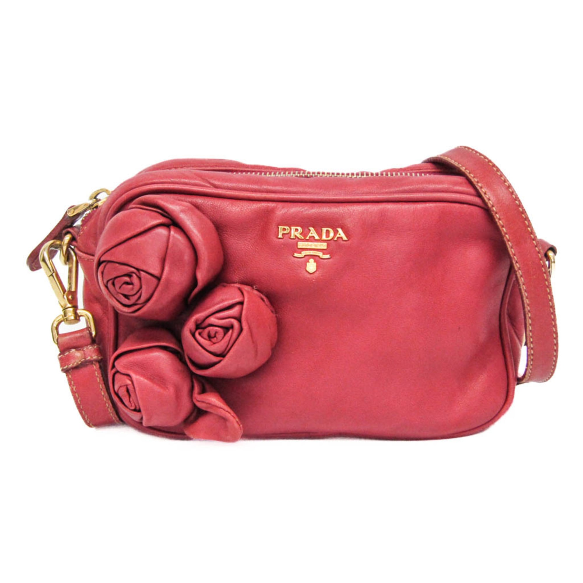 プラダ(Prada) NAPPA ROSE BP0166 レディース なめし革 ショルダーバッグ さくら色【中古】