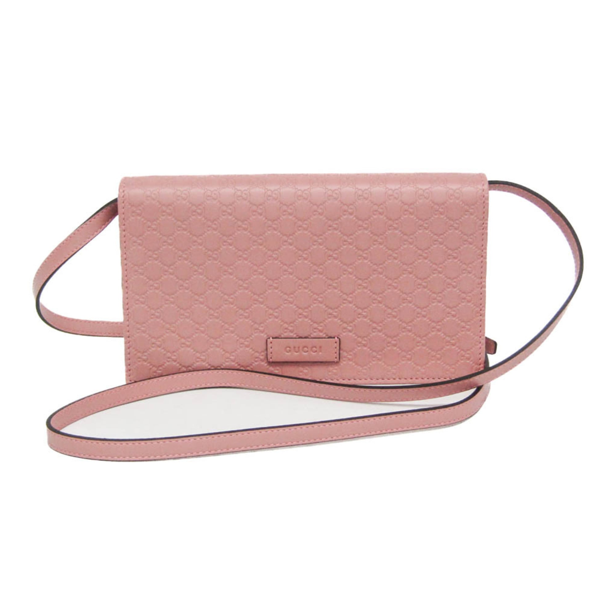 グッチ(Gucci) マイクログッチッシマ 466507 レディース なめし革 チェーン店/ショルダーウォレット サクラ色【中古】