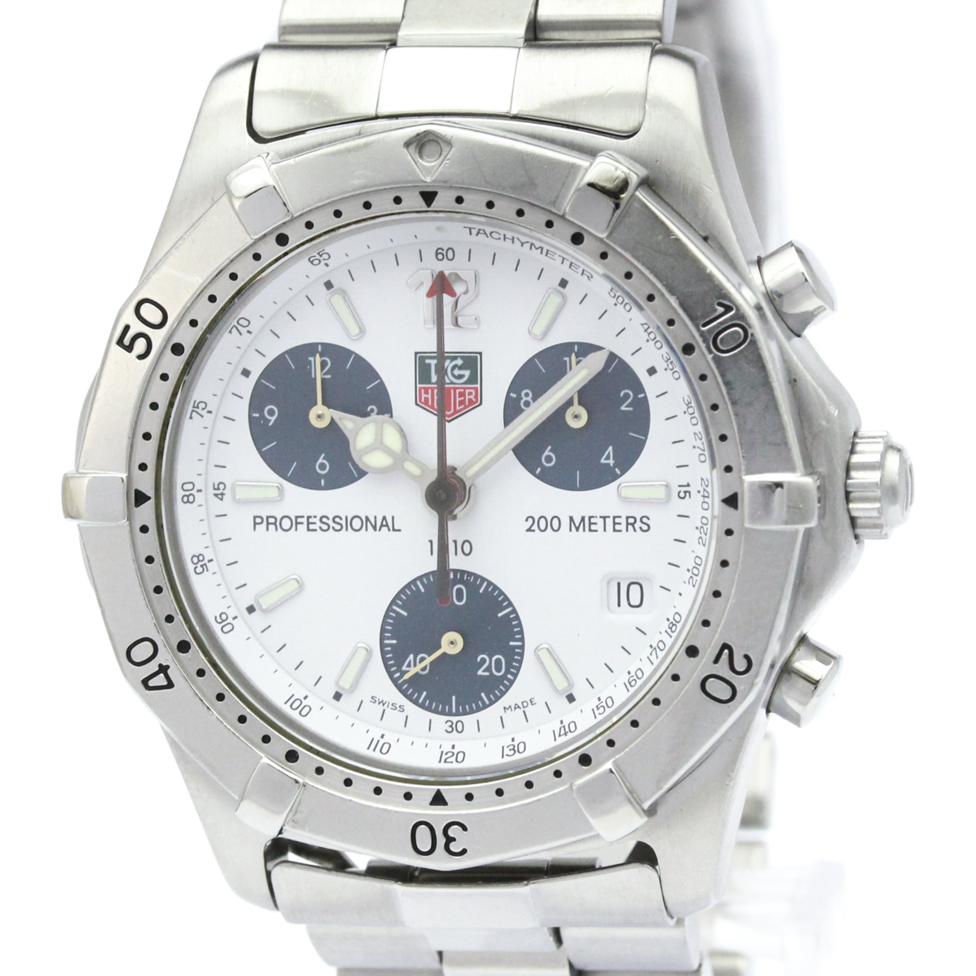 タグホイヤー (TAG HEUER ) 2000 クラシック プロフェッショナル クロノグラフ ステンレススチール クォーツ メンズ 時計 CK1111 (外装仕上げ済み)【中古】｜eLady