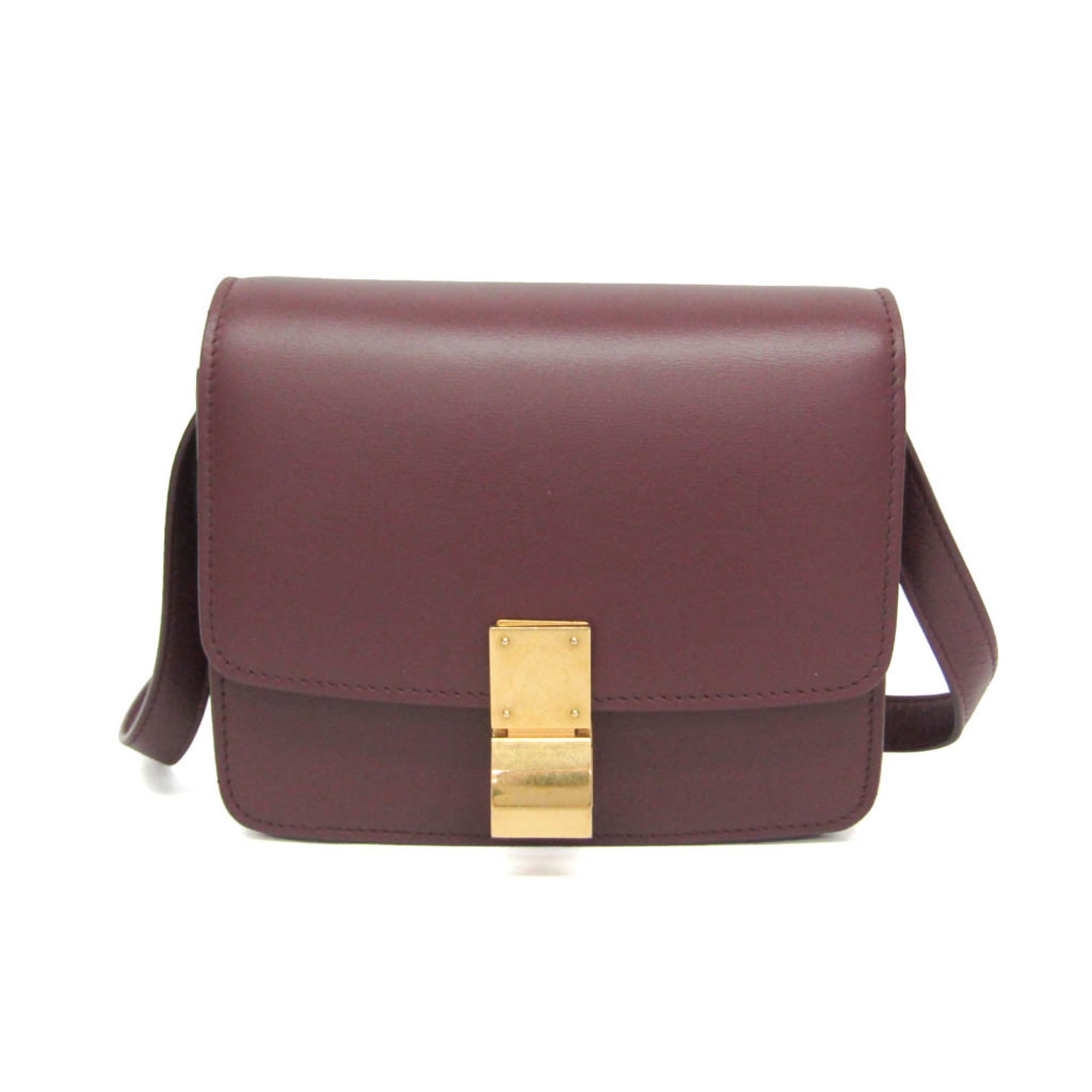 セリーヌ(Celine) クラシックボックス スモール レディース レザー ショルダーバッグ ボルドー【中古】｜eLady
