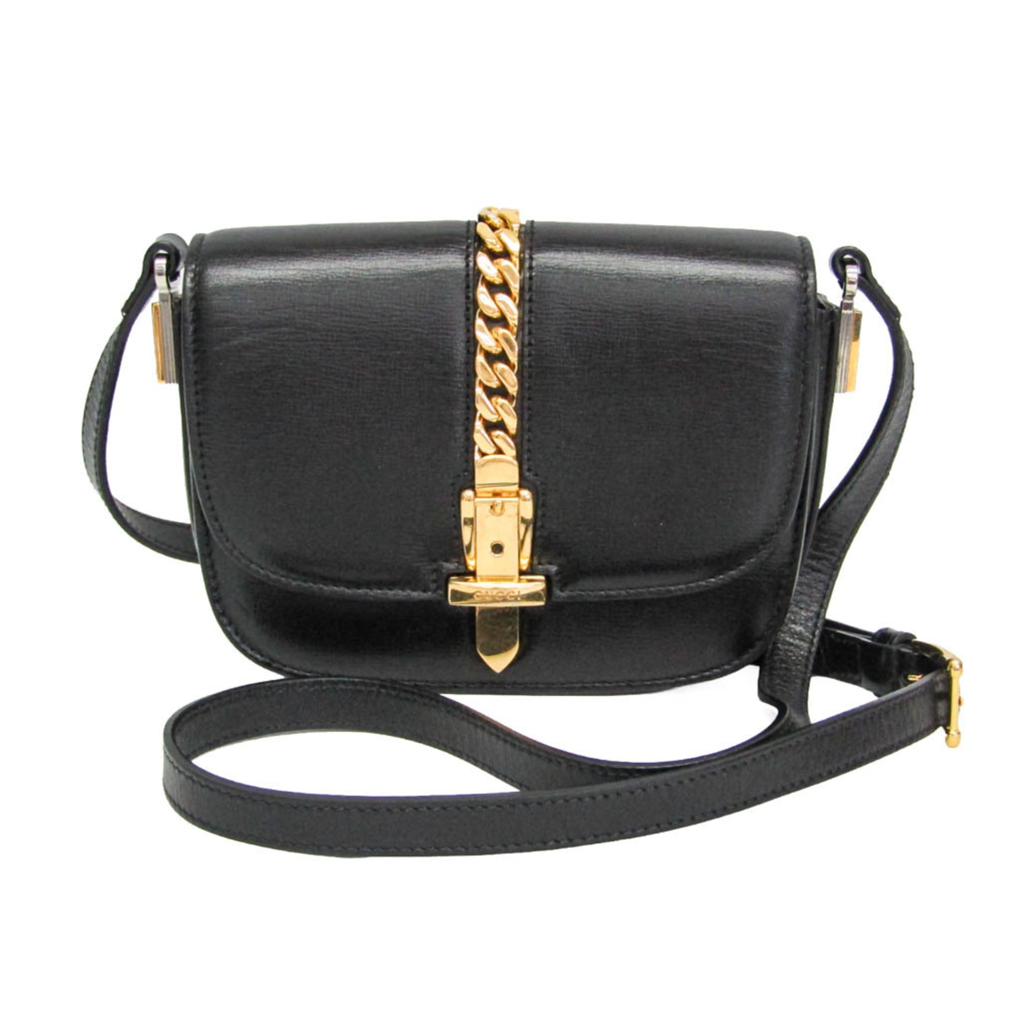 グッチ(Gucci) Sylvie 1969 ミニ レディース レザー ショルダーバッグ ブラック【中古】|eLady