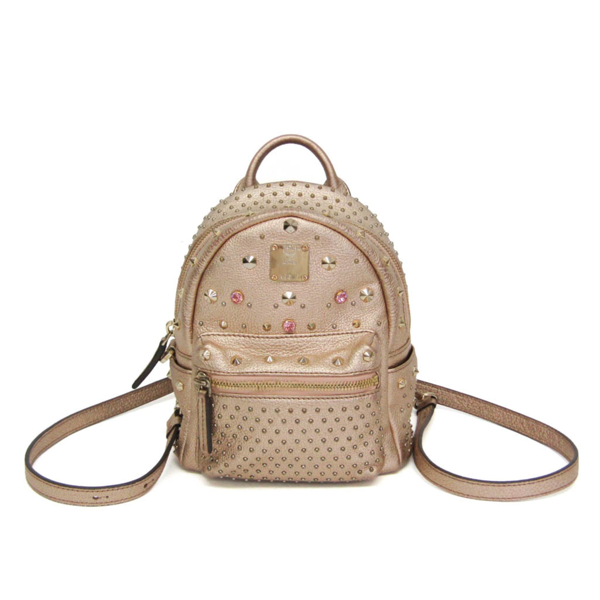 MCM BEBE BOO MWK6SVE88NW001 レディース レザー リュックサック,ショルダーバッグ ピンクゴールド(PG)【中古】｜eLady