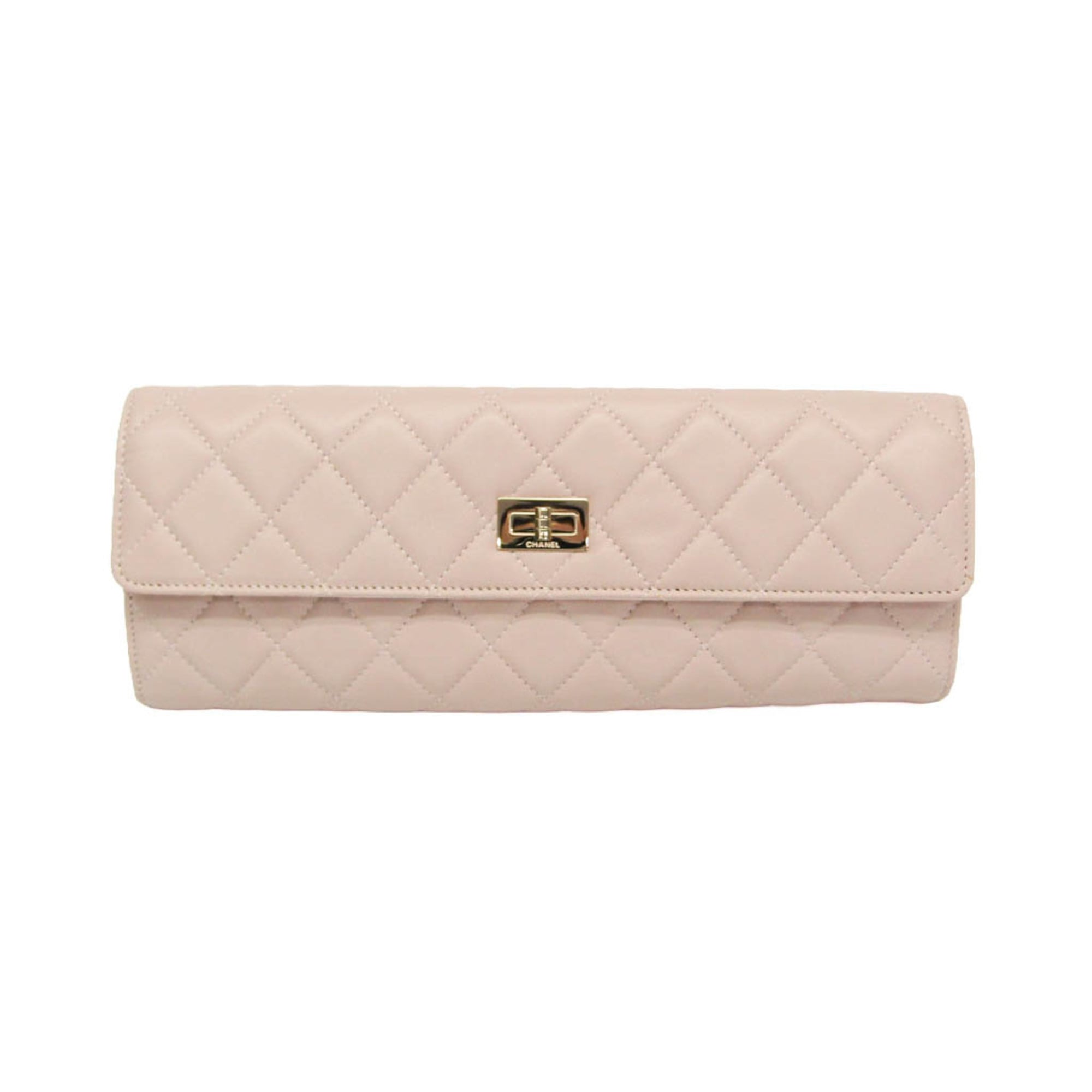 シャネル(Chanel) マトラッセ 2.55 ジュエリーケース レディース レザー クラッチバッグ ライトピンク【中古】｜eLady
