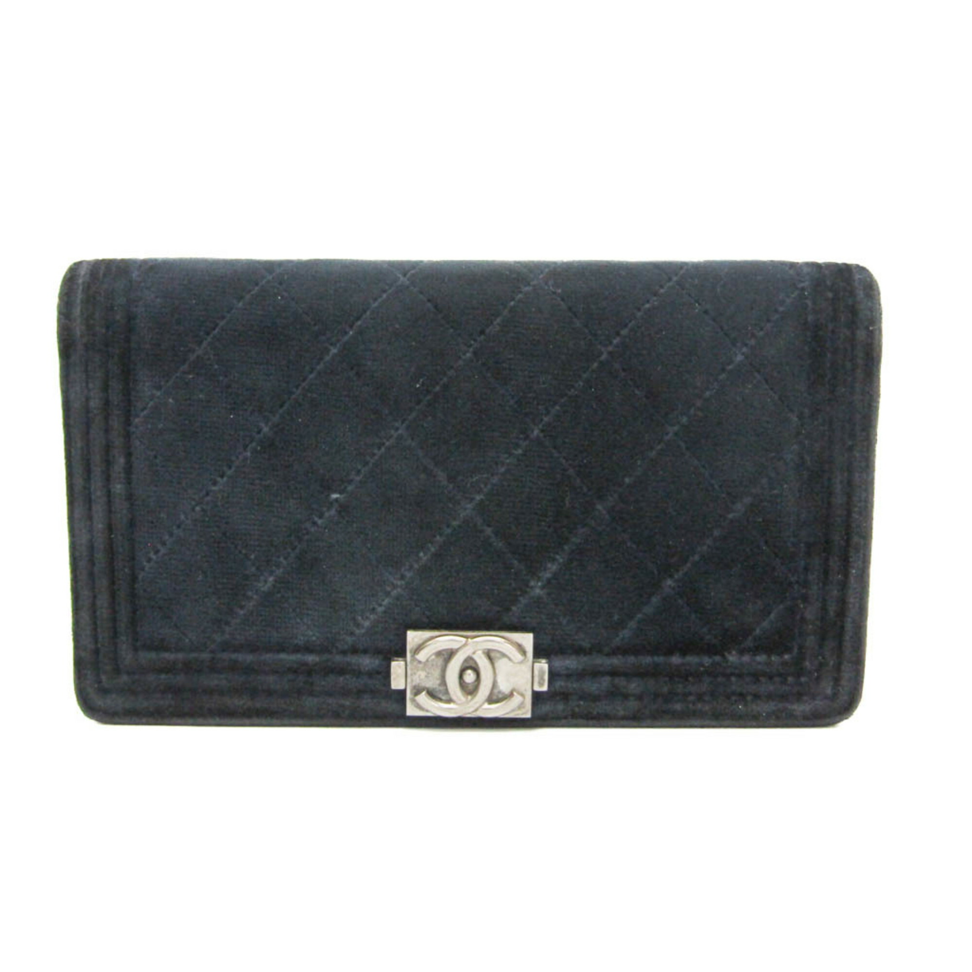 シャネル(Chanel) 男の子・シャネル A80285 レディース  天鵞絨なめし革 長紙入れ（二つ折り） ダークネイビー【中古】