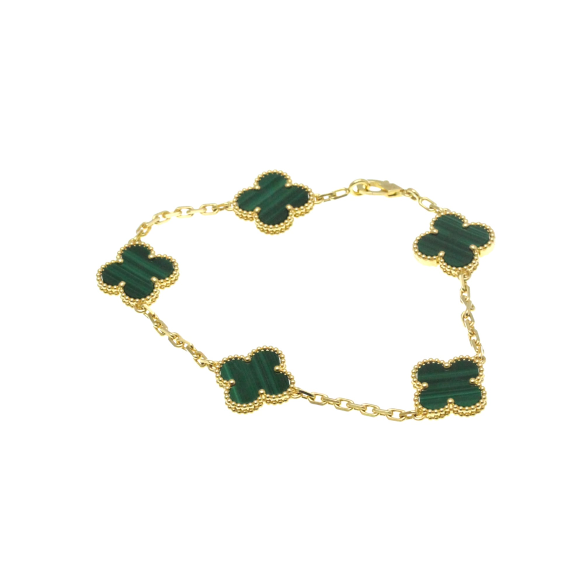 ヴァン・クリーフ＆アーペル(Van Cleef & Arpels) ヴィンテージアルハンブラ K18イエローゴールド(K18YG) マラカイト チャームブレスレット ゴールド【中古】