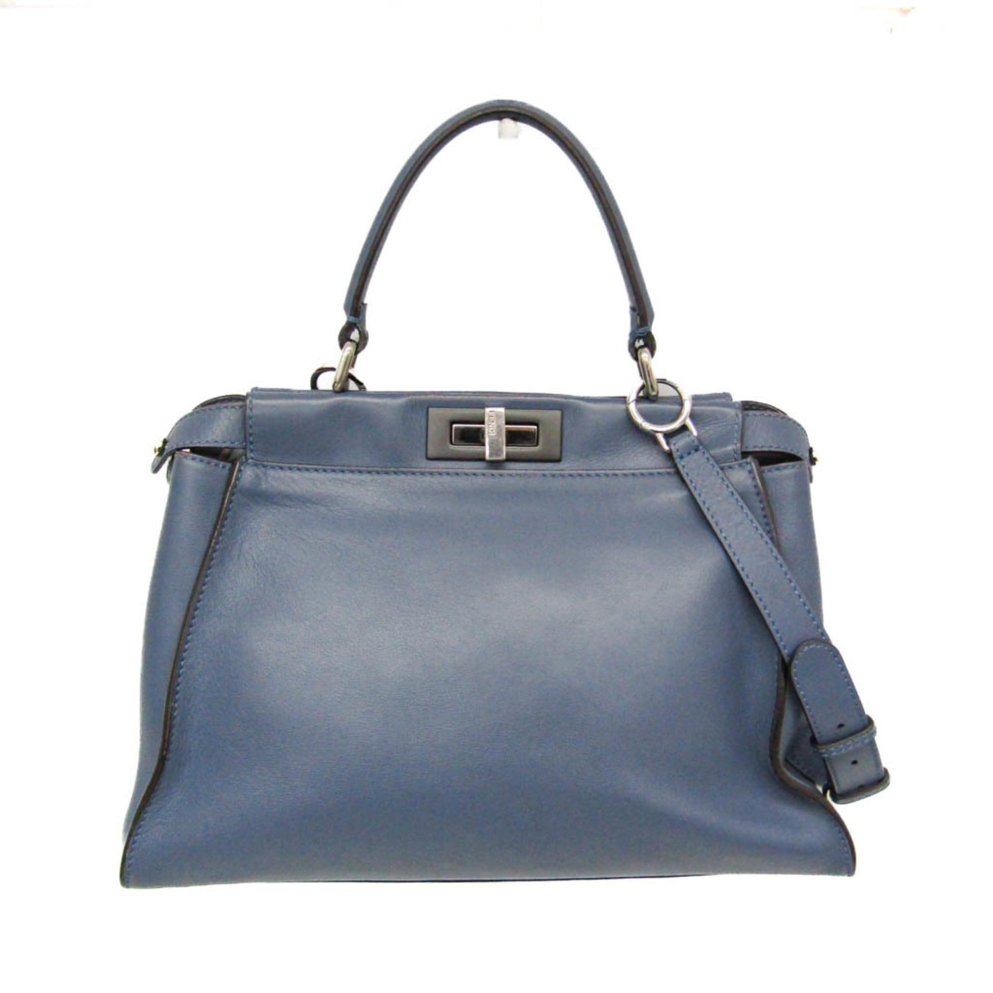 フェンディ(Fendi) ピーカブー 8BN290 レディース なめし革 ハンドバック,ショルダーバッグ 青碧【中古】