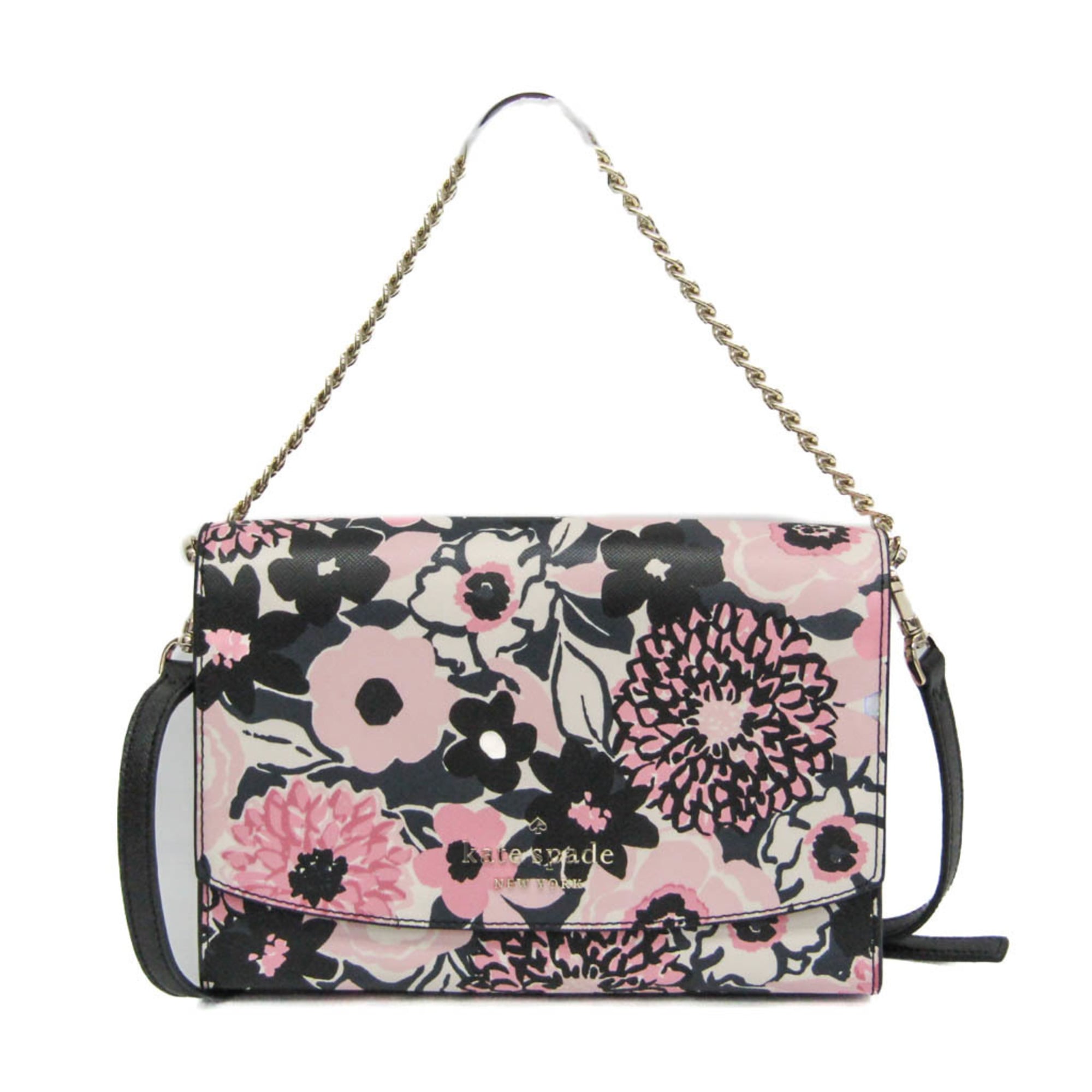 ケイト・スペード(Kate Spade) カーソン ダリア フローラル プリント K8111 レディース PVC ハンドバッグ,ショルダーバッグ ブラック,ピンク【中古】