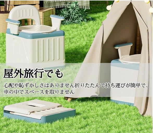 【防災士推奨】折りたたみ 携帯トイレ 簡易トイレ 災害用トイレ 大便対応 介護用 非常用トイレ 組み立て式 防災 トイレ 男女兼用 子供 【処理袋100回付き】【柔らかいPUクッション付き】【水洗可能】ポータブルトイレ 登山 防災グッズ 洋式 プラスチック 避難用トイレ