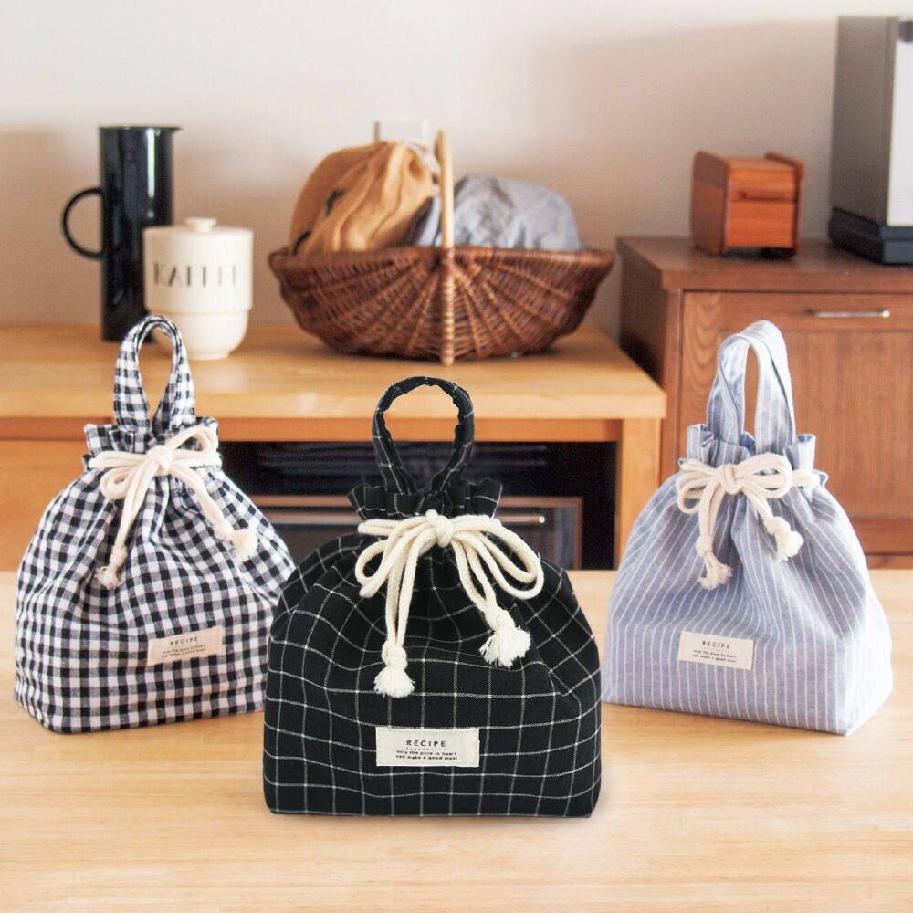 楽天市場】＼P2倍＋クーポン／RECIPE レシピ ランチ巾着袋｜おしゃれ