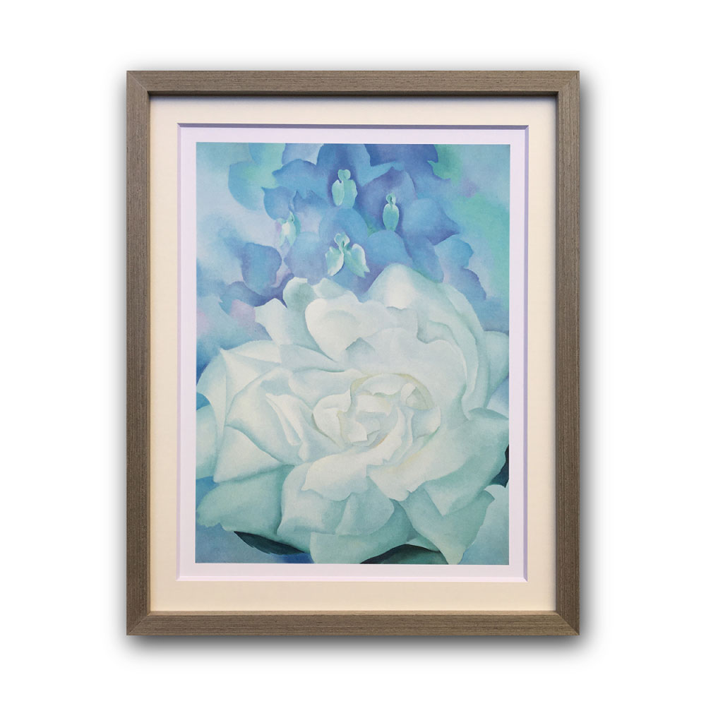 【Raffinart】ジョージア・オキーフ「WHITE ROSE WITH LARKSPUR NO.2,1927」［305mm × 380mm］｜Georgia OKeeffe アートポスター フレームセット＜br /＞【受注生産品】【発送までに 約7-10営業日】【「Raffinart」以外の商品と同送不可】