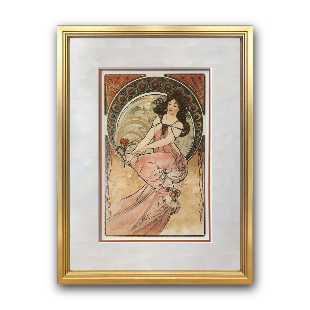 【Raffinart】 アートフレーム アルフォンス・ミュシャ「Painting」［338mm &times; 445mm］｜Alphonse Mucha アートポスター フレームセット 絵画 額縁 額装込 インテリア フレーム付き【受注生産品】【発送までに 約9-12営業日】【「Raffinart」以外の商品と同送不可】｜EL COMMUN online shop
