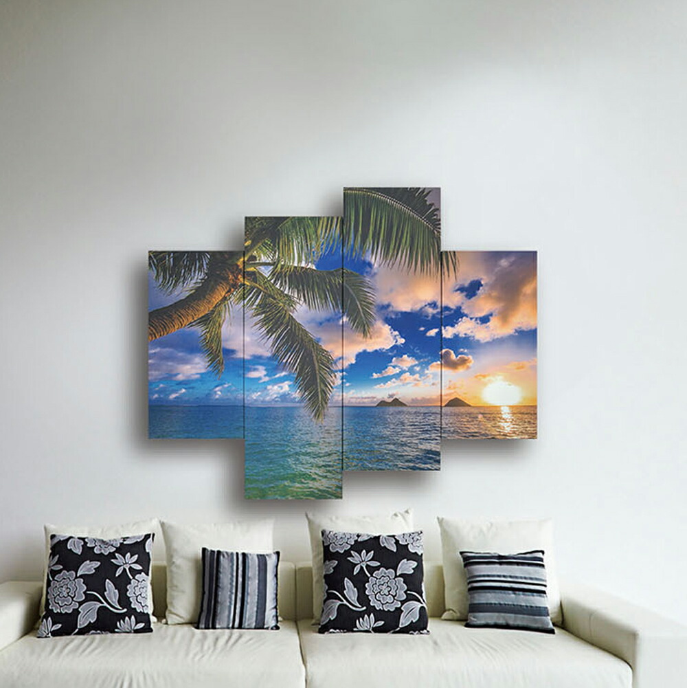 【Raffinart】Bello Canvas Art「Beautiful Lanikai」（4枚セット）｜キャンバスアート インテリア セット 風景 写真 フォトアート＜br /＞【受注生産品】【発送までに 約7-10営業日】【「Raffinart」以外の商品と同送不可】