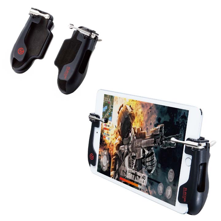 タブレット用ゲームアクセサリゲーミンググリップ2ボタン(左右各1)ブラック