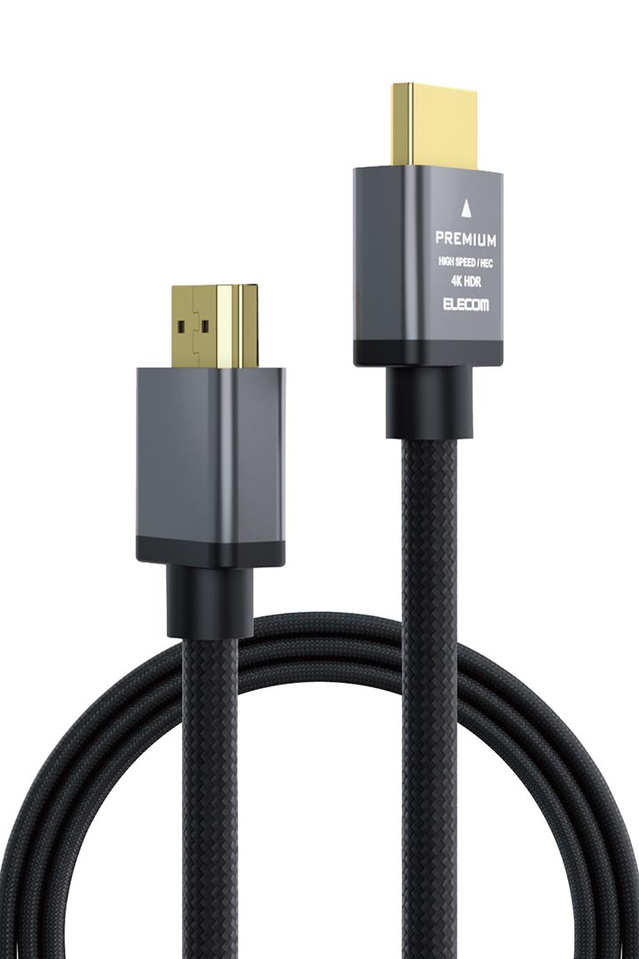 エレコム HDMIケーブル Premium アルミコネクタ HDMI ケーブル 4K2K 60P 対応 ナイロン メッシュケーブル 2.0m ブラック  ECDH-HDP20SBK 【初回限定お試し価格】