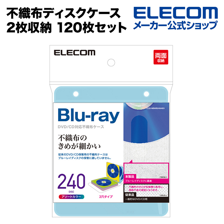 エレコム 不織布ケース カード付 5色アソート 240枚収納 メーカー在庫品 CCD-NIWB240ASO