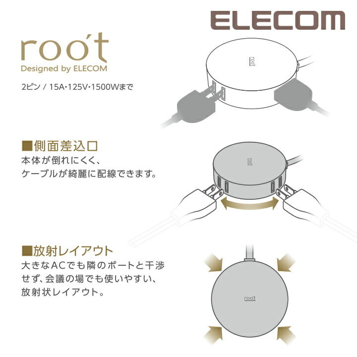 超新作】 エレコム 電源タップ 2.5m コンセント 延長コード タップ コンセントタップ roo't 側面差込口 ブラック 4個口 丸型 AVT-D4-2425BK  www.medicare.co.th