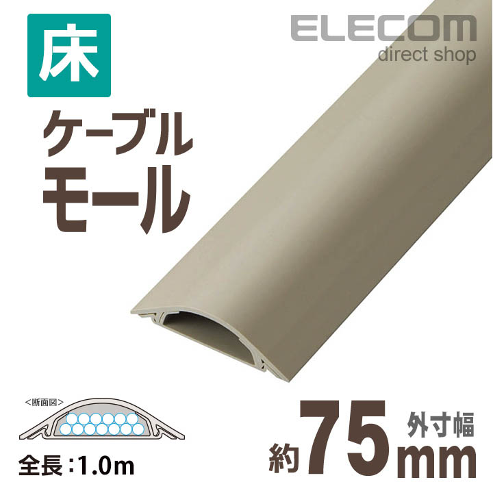 配線モール ケーブルカバー 1m フラットモール ホワイト 幅22.0mm WH エレコム┃LD-GAF2