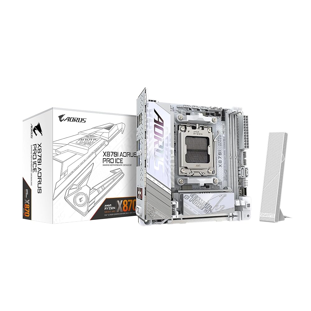 GIGABYTE X870I AORUS PRO ICE - AMD Ryzen 用 ホワイト色 Mini-ITX 小型PC向けゲーミングマザーボード MB6574