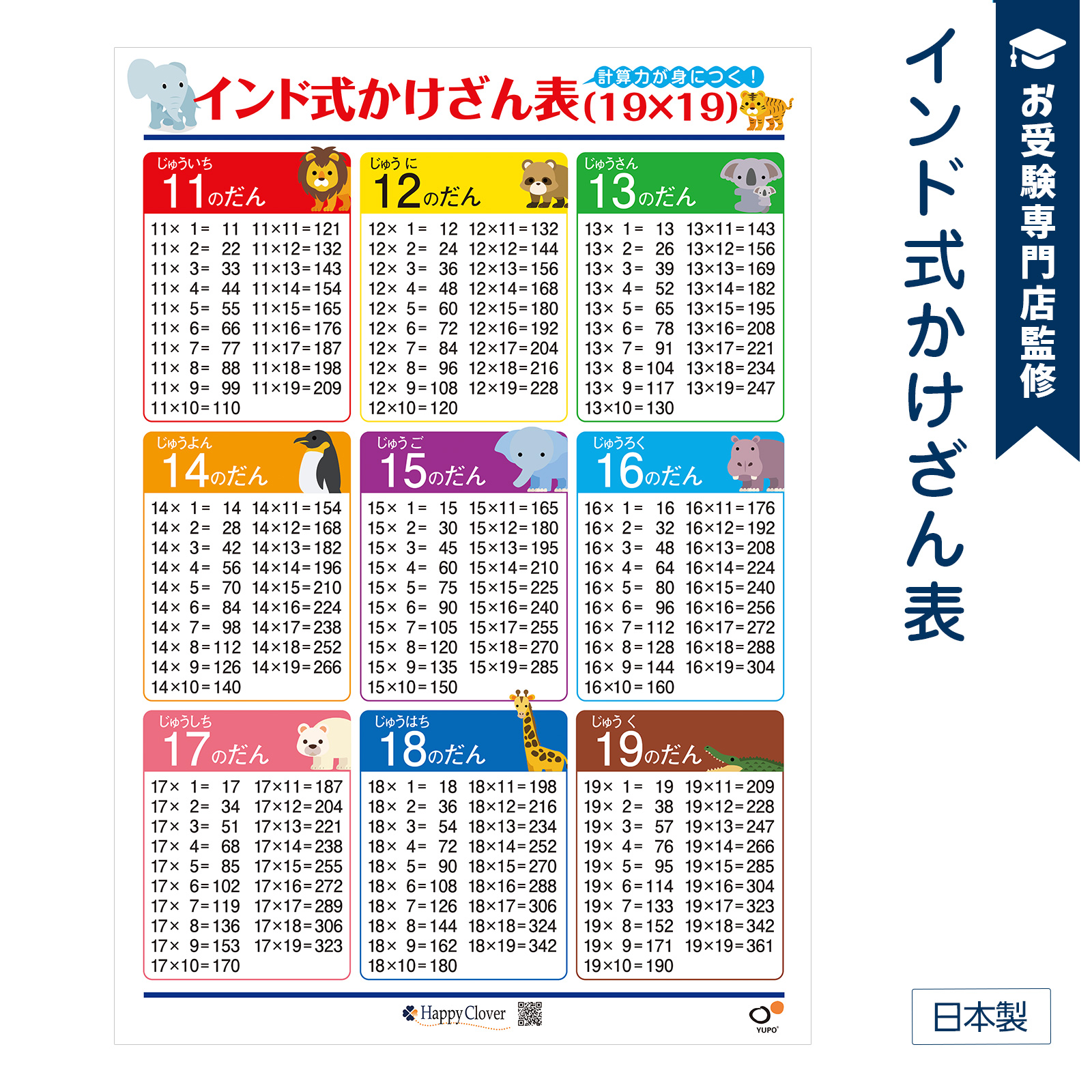 楽天市場】【学習教材】インド式かけ算表ポスター お風呂で幼児教室(R