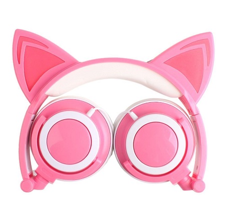 　新品　箱なし　ピンクホワイト　光る猫耳ヘッドフォン  猫耳ヘッドホン　LED付き フラッシュ　ヘッドフォン　ネコミミヘッドフォン　猫耳型