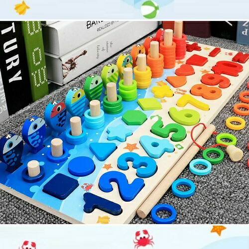 知育玩具 おもちゃ 円柱差し マリンウッドフレーム さざ波とお魚釣り カラフル ボード 記号 ブロックパズル 木製のおもちゃ 児童 数字遊び 数学 算数 お勉強 想像力 学習 モンテッソーリ教育 型枠合わせ キッズ 教育 構成遊び 送料無料 新品 Solga Sowa Pl