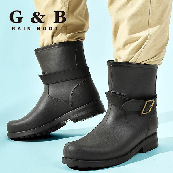 人気ブランド多数対象 送料無料 ベルトが外せる2way レインブーツ メンズ 防水 おしゃれ 長靴 雨靴 ショートブーツ レインシューズ 靴 黒 ブラック Gb2131 Qdtek Vn