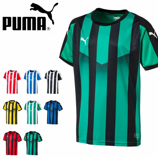 楽天市場 最大500円割引クーポン配布中 現品のみ キッズ プーマ Puma Liga ストライプ ゲームシャツ ジュニア 半袖 スポーツウェア トレーニングシャツ プラクティスシャツ シャツ ウェア スポーツ サッカー フットサル クラブ 部活 得割 エレファント靴店