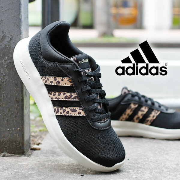 【動画あり】送料無料 ヒョウ柄 アディダス レディース スニーカー adidas LITE RACER 4.0 W ライトレーサー レオパード ローカット カジュアル シューズ 靴 ブラック 黒 IH5273
