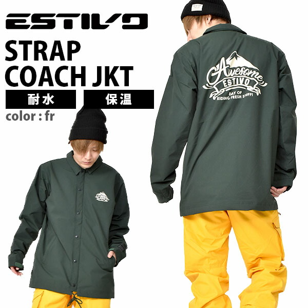 希少 メンズウェア Strap Estivo エスティボ スノーボードウェア 送料無料 Coach 30 Off Ski スキー Wear Snowboard スノーボードウエア スノーボード スノボ メンズ 緑 グリーン ストラップコーチジャケット Jkt Www Estesanteclinic Com