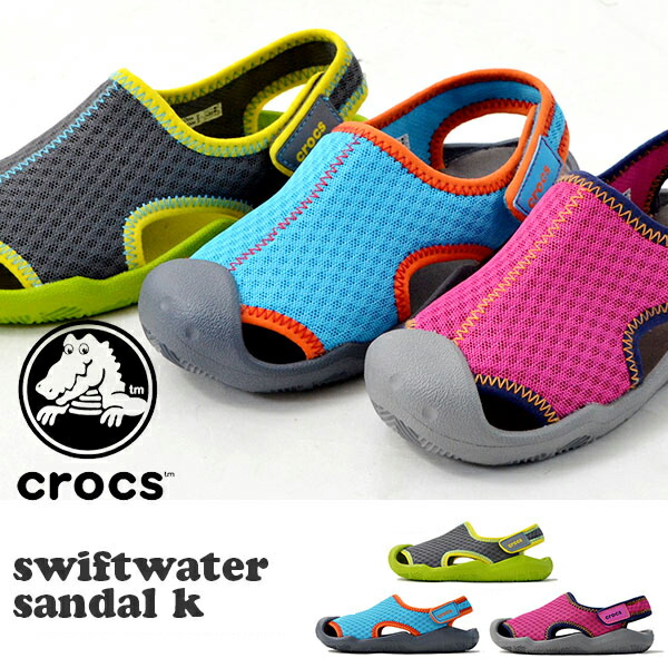 ピンク19.5cmクロックスCROCSスウィフトウォーターサンダルキッズ水陸両用ウォーターサンダルスポーツサンダルアウトドアシューズ靴アクア204024日本正規品