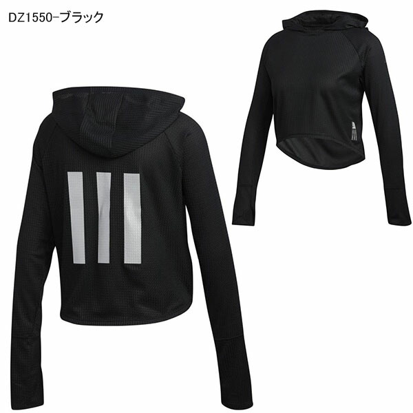 30%OFFショート丈パーカーアディダスadidasレディースアダプトツーカオスフーディWプルオーバースポーツウェアランニングジョギングトレーニングウェアジム3本ライン2019秋新作FTZ67