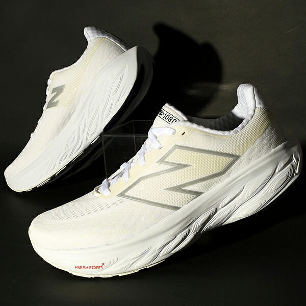 送料無料 ニューバランス 厚底 スニーカー New Balance メンズ Fresh Foam X 1080 v14 ホワイト 白 軽量 ビッグロゴ ランニング 通学 靴 シューズ 運動靴 ランニングシューズ スポーツ ジョギング M1080W142E画像
