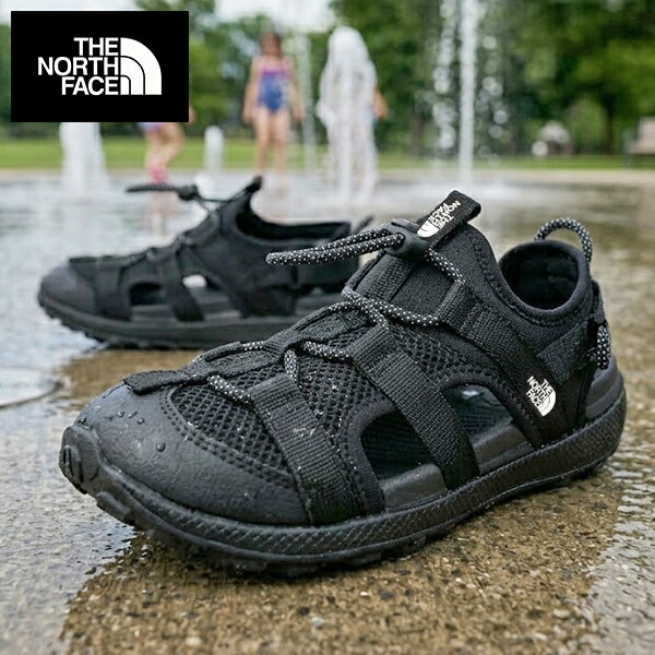 2026春夏新作 送料無料 つま先 保護 水陸両用 ノースフェイス サンダル キッズ 子供 スニーカー THE NORTH FACE K Explore Camp Shandal エクスプローラー キャンプ シャンダル ブラック 黒 NFJ02693