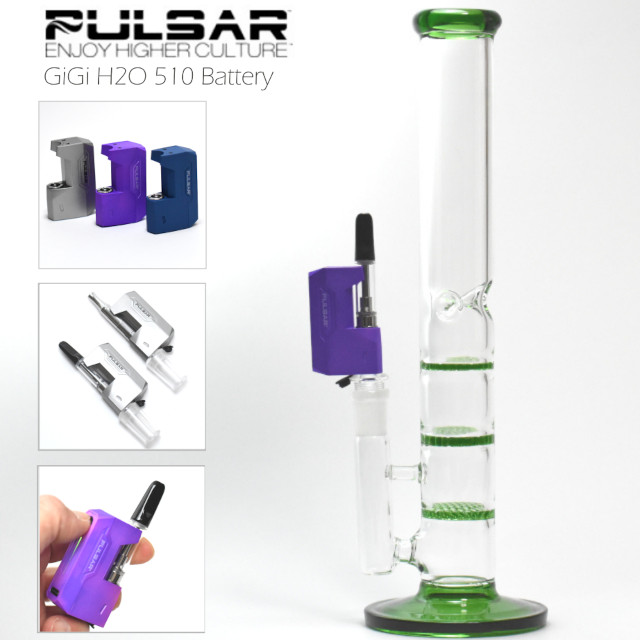 CBD 等 ワックス WAX リキッド 葉タバコ 等用 ハニカム４層式 アイス ガラスボング 水パイプ with Pulsar GiGi H2O 510 Battery 510規格 バッテリー ヴェポライザー 付属 水たばこ 喉に優しい 電子タバコ べポライザー VAPE CBDオイル