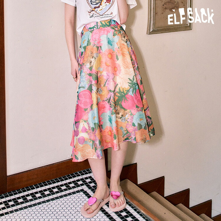 ELFSACK スカート ミモレ丈 花柄 ハイウエスト 楽天市場】送料無料 ELFSACK スカート ミモレ丈 花柄 シフォン