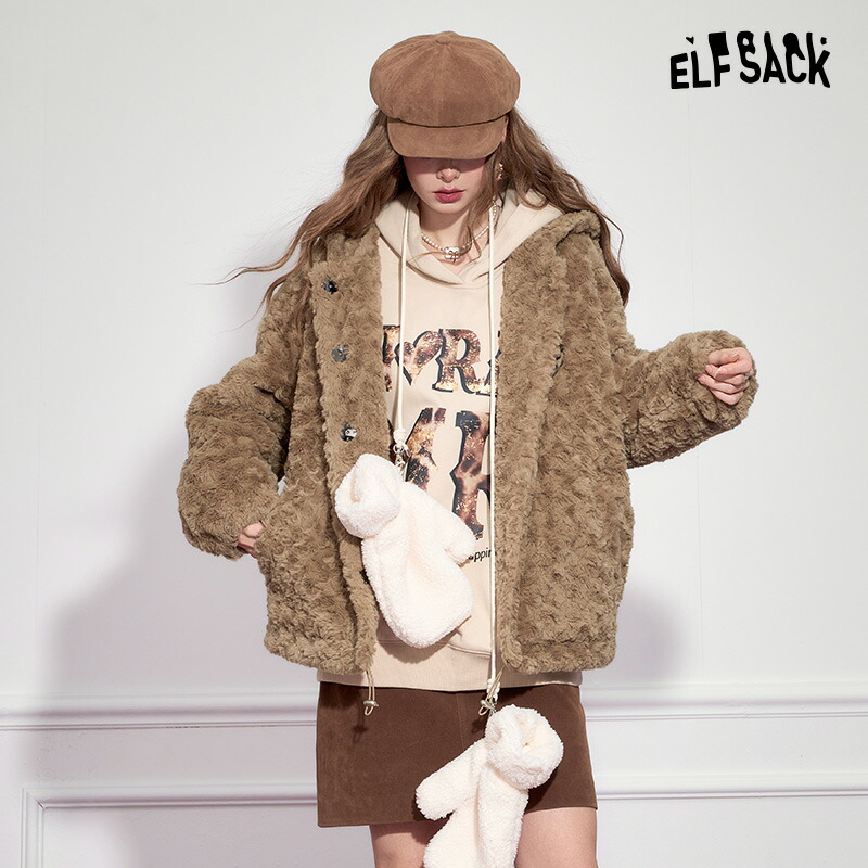 楽天市場】送料無料 ELFSACK アウター ジャケット スエード風