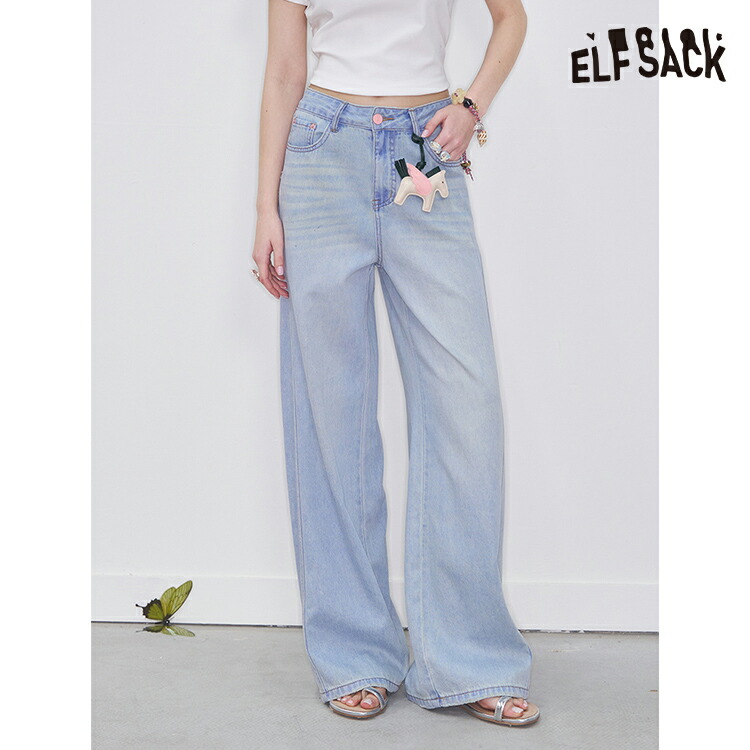 ELFSACK ジーパン ボトムス リボン プリント レギュラー 楽天市場】送料無料 ELFSACK ジーンズ デニムパンツ ジーパン