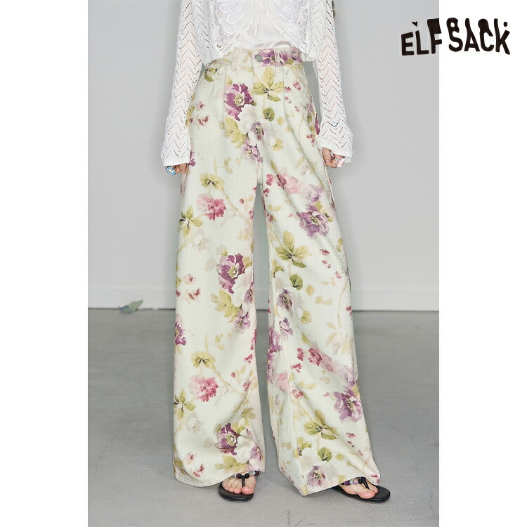 ELFSACK ジーンズ ハイウエスト ワイドパンツ ストレート trim_ofcrs_item357b3ebcd12411e
