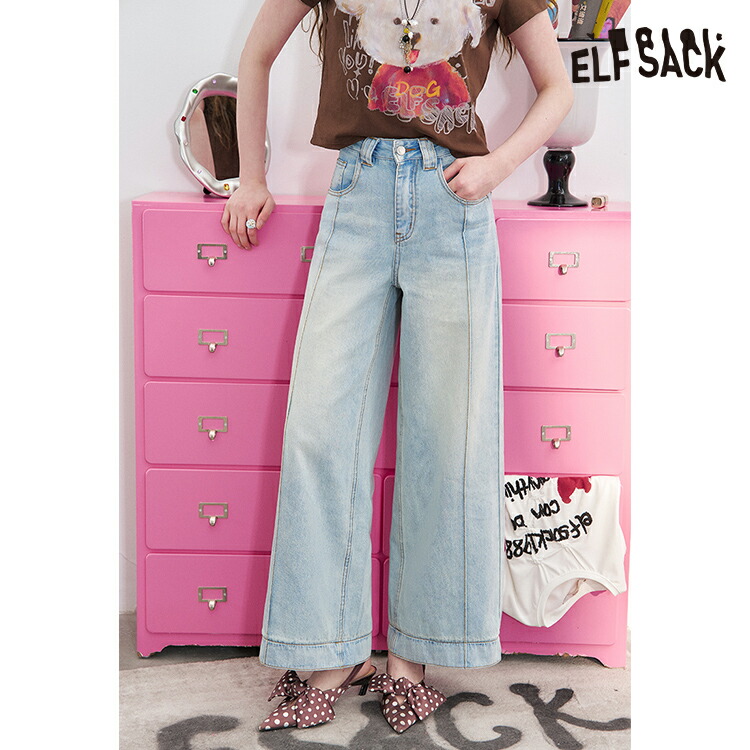 ELFSACK ジーパン ボトムス リボン プリント レギュラー 楽天市場】送料無料 ELFSACK ジーンズ デニムパンツ ジーパン