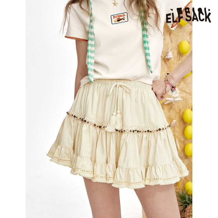 ELFSACK スカート ショート丈 ドット柄 ハイウエスト ELFSACK スカート ショート丈 ドット柄 ハイウエスト (ELF SACK