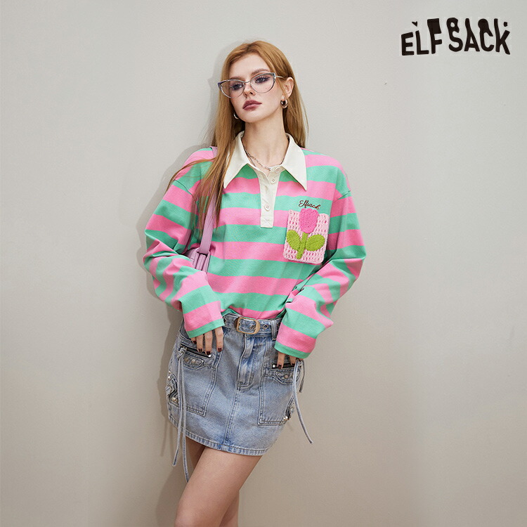 ELFSACK Tシャツ トップス ストライブ ゼブラ柄 長袖 スリム 楽天市場】送料無料 ELFSACK Tシャツ トップス ストライブ
