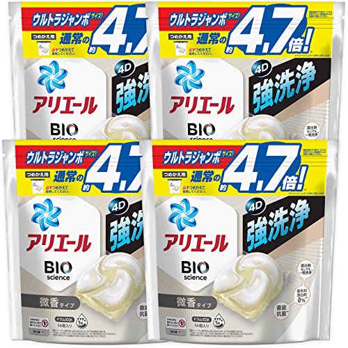 ケース販売アリエール ジェルボール4D 洗濯洗剤 微香 詰め替え 56個x4袋|eli-mino ゆらぎ薬局