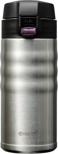 京セラ 吸い筒 陶芸 珈琲 瓶 マグボトル 350ml ワンタッチ式 内面陶芸産業 無意味さ断熱社会システム 保温 保冷 CERAMUG セラマグ しろがね色 MB-12FSS-AZ