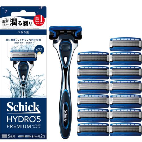 Schick(シック)ハイドロ５プレミアム つるり肌へ ホルダー＋替刃セット（本体刃付き＋替刃13個） 男性用 髭剃り カミソリ お買得セット