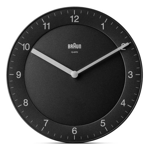 国内置き目インポート品BRAUN/赤銅色 飾りつけ時辰儀 アナログウォールクロック 黒いこと BC06B