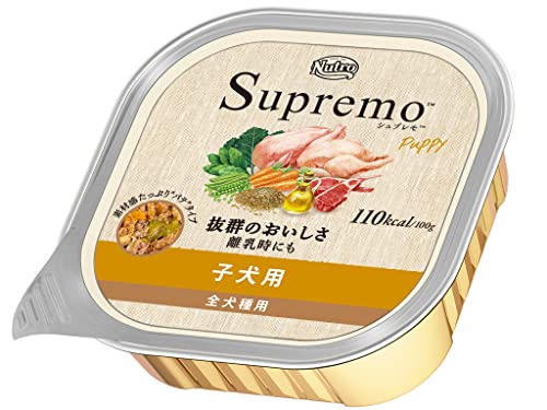 Nutro シュプレモ ウェット パテタイプ 子犬用 全犬種用 100g×24個 トレイ 缶詰 総合栄養食 子いぬ用 パピー 仔犬用 ドッグフード 犬 まとめ買い 厳選自然素材 香料・着色料 無添加 消化に良い ニュートロ