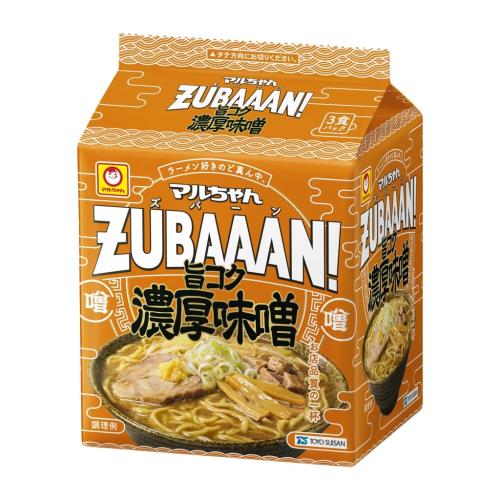 マルちゃん ZUBAAAN! 旨コク濃厚味噌 3食パック ( 126g×3食パック×9個 計27個 / 袋麺 ) 即席 インスタントラーメン ラーメン 箱買い 東洋水産 ズバーン