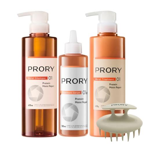 PRORY プロリー モイストリペア 3点書き割り シャンプー セ子ヒツジ 手当て 洗い流す 素髪再成 頭皮世話をする 波浪 不都合世話をする (本体) コーム付き添い人